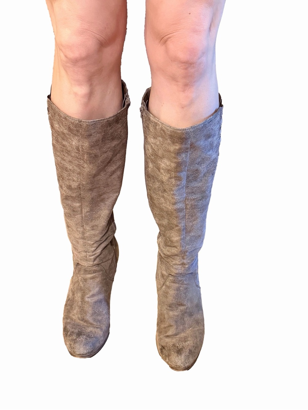 Fergalicious Taupe Suede Knee-High Boots